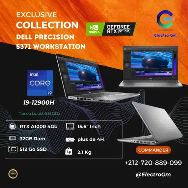 Dell Precision 3571 i9 12eme, 32/512, RTX A1000