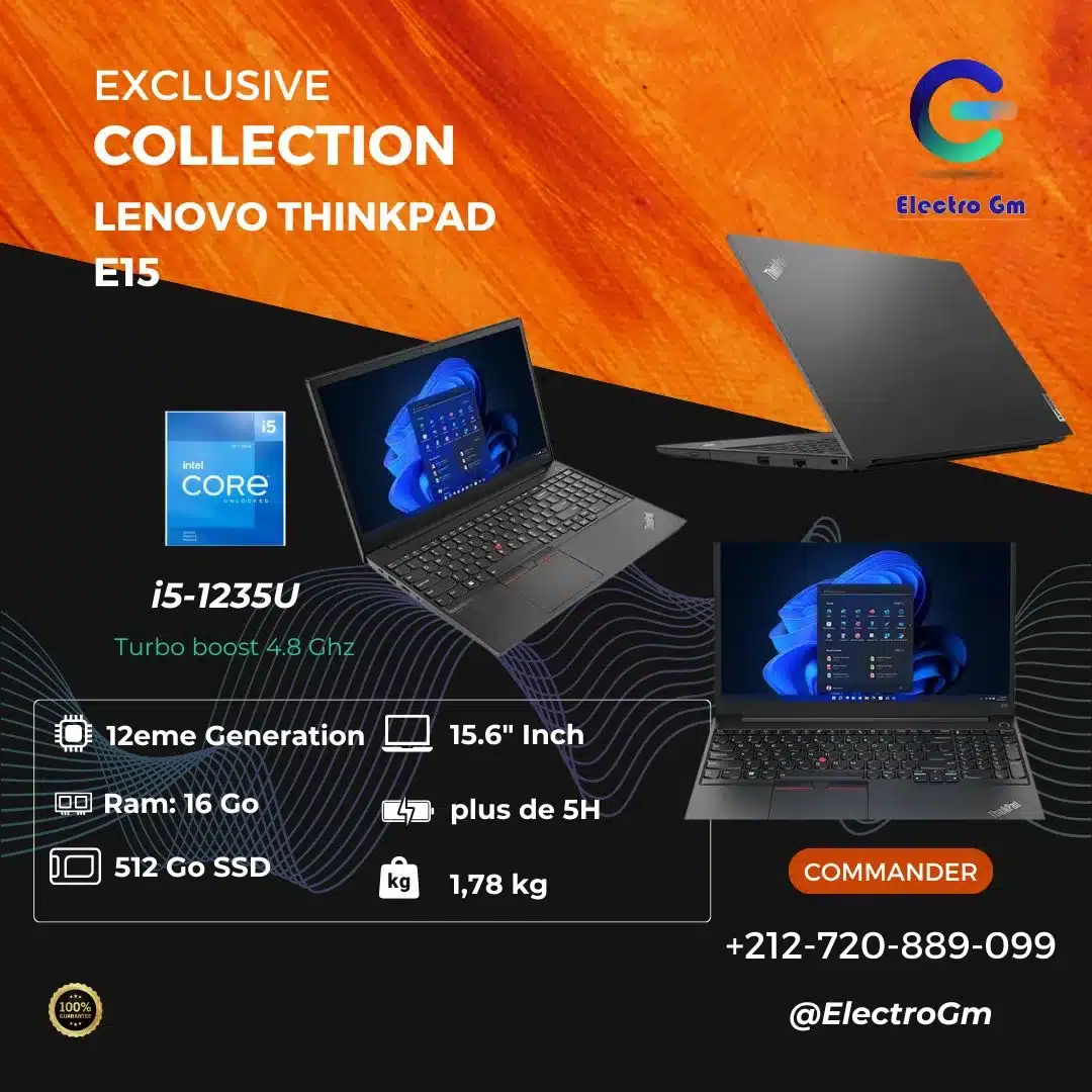 Lenovo ThinkPad E15 i5-1235U 12Th Gen 16/512 Ecran 15.6" FHD